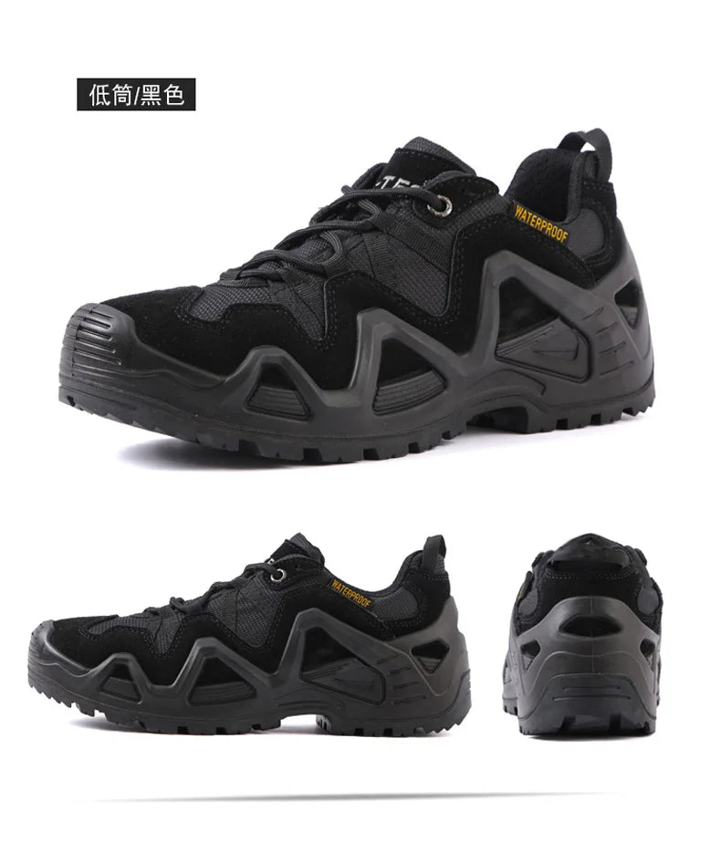 Men’s Tactical Combat Hiking Boots – Waterproof Nylon & Suede Outdoor High Tops for Work, Climbing & Trekking