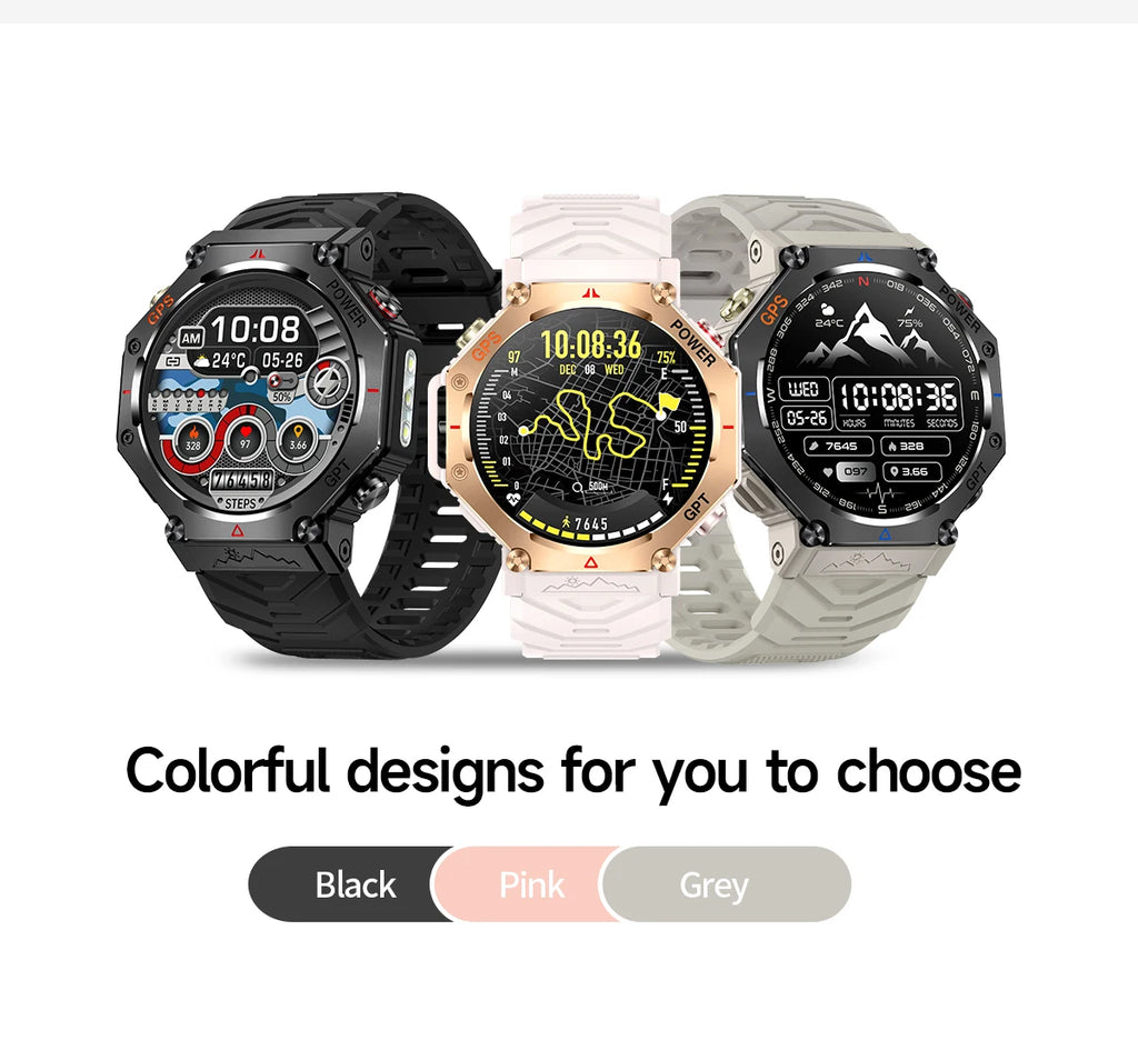 T-Rex 3 Military Smart Watch β Built-in GPS, Compass, Barometer & 10ATM IP69K Waterproof Performance
