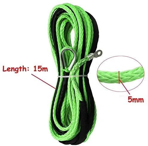 15M Synthetic Winch Rope β 10,000LBS Recovery Cable (5mm) for 4WD, ATV, SUV, Truck, Boat