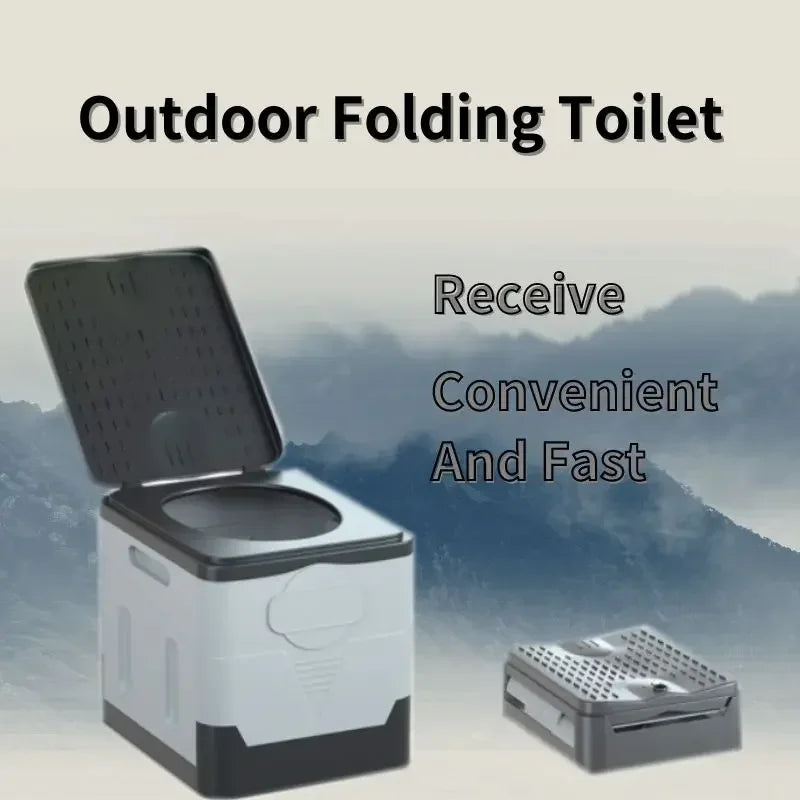 Portable Folding Travel Toilet – Anti-Odor Emergency Potty for Car, Camping, and Outdoor Use (Black/Grey)