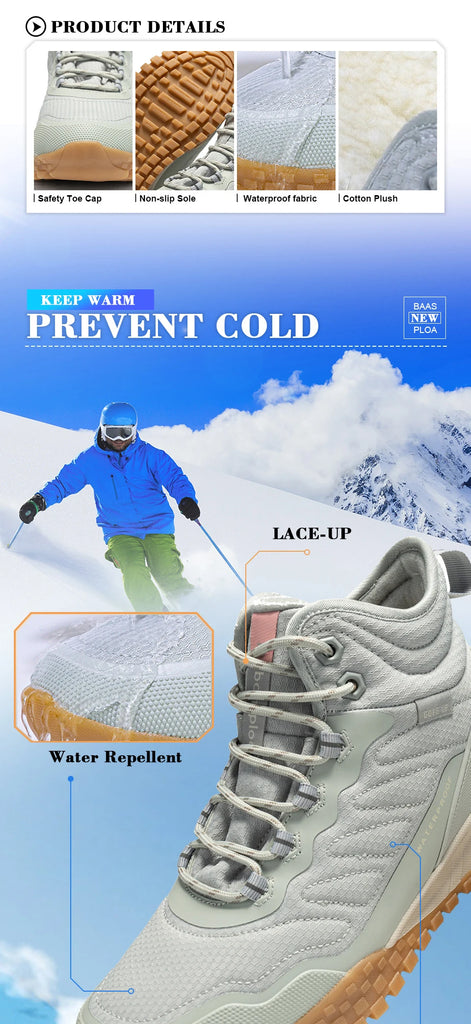 Baasploa Women’s Waterproof Winter Snow Boots – Plush Lined, Non-Slip Outdoor Sneakers