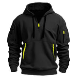Unisex Multi-Pocket Fleece Hooded Pullover – Plus Size Casual Zip-Up Sweatshirt thumbnail 1