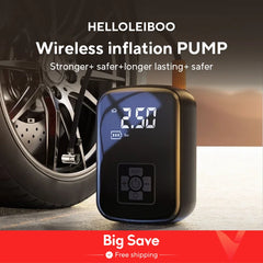 LEIBOO Dual-Mode Electric Air Pump – Wired/Wireless Car Tire Inflator for Auto, Bike, Motorcycle, Boat & Sports Balls