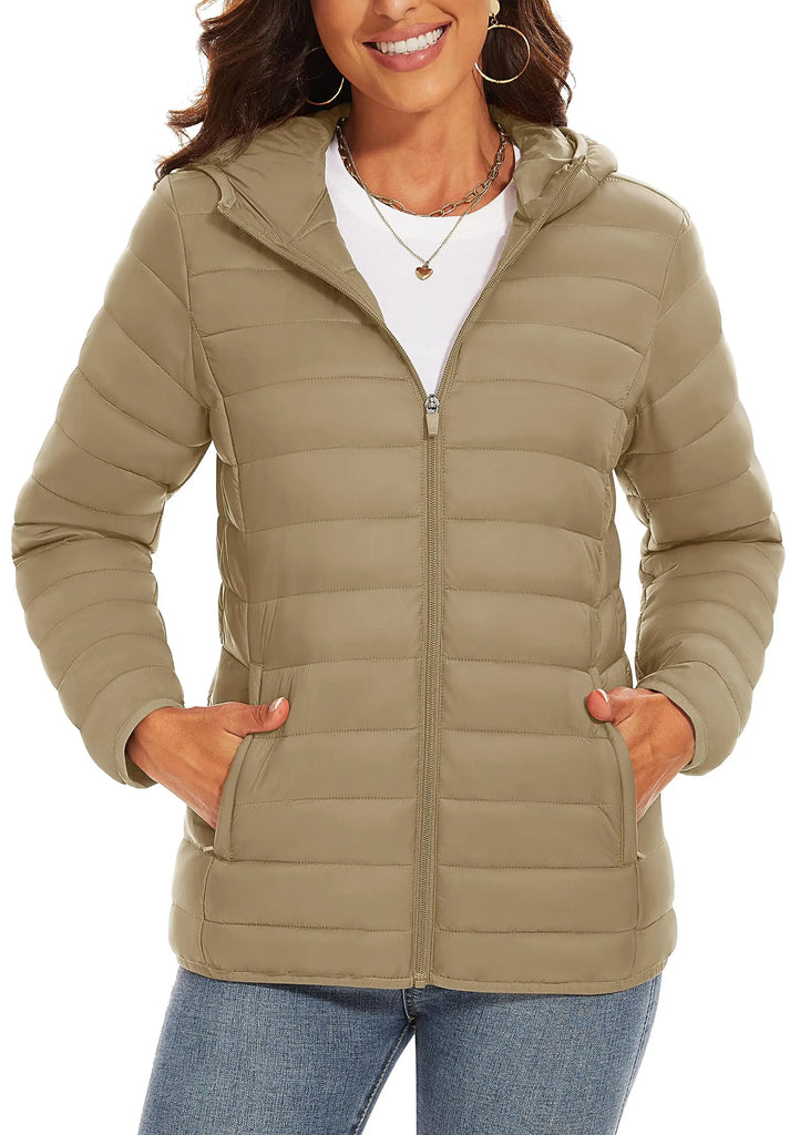 TACVASEN Women’s Full Zip Hooded Puffer Jacket – Lightweight, Warm & Windproof Winter Coat
