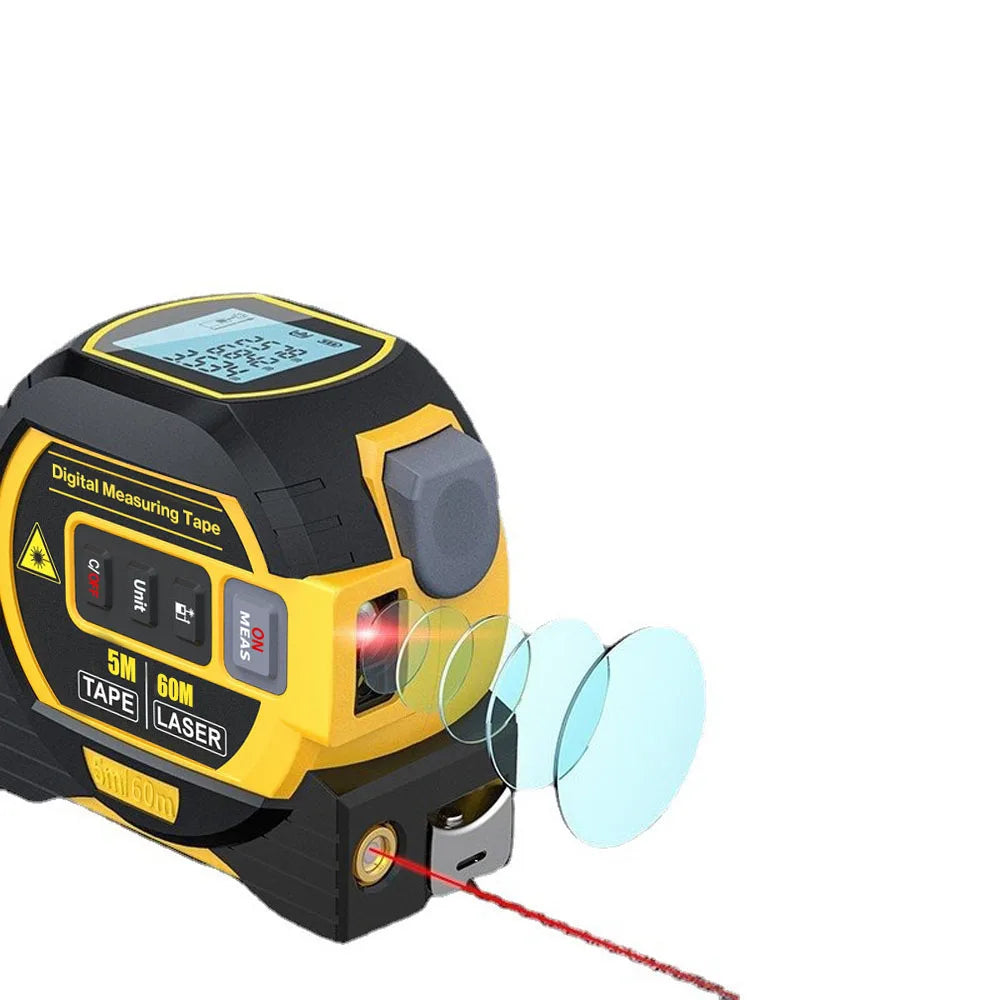 3-in-1 Digital Laser Rangefinder with 5M Tape Measure & LCD Display – 40m/60m Distance Measuring Tool