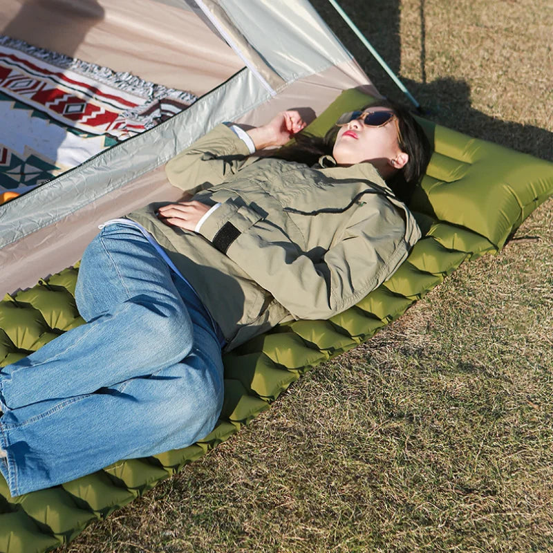 Ultra-Light Thickened Camping Air Mattress with Built-In Pillow & Pump – Compact & Durable Travel Sleeping Pad