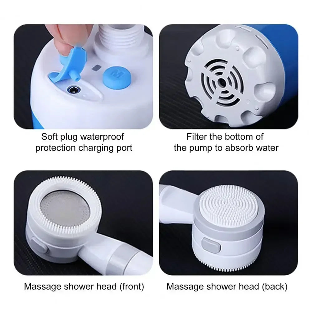 Rechargeable Portable Outdoor Camping Shower – Electric Pump with Digital Display & Accessories (4000mAh Battery)