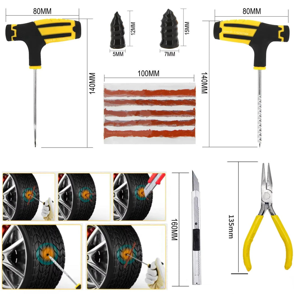 ZFOUEK Tire Repair Kit – Emergency Puncture Plug Tool Set for Car, SUV & Motorcycle Tires (23PCS / 42PCS)
