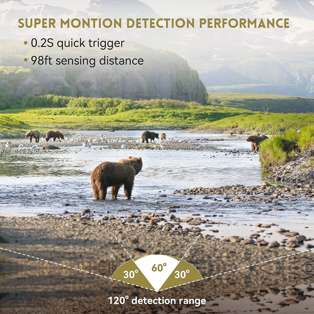 30MP 2K Solar Trail Camera – Infrared Night Vision Wildlife & Security Cam with Motion Sensor & Long Battery Life (IP66 Waterproof)