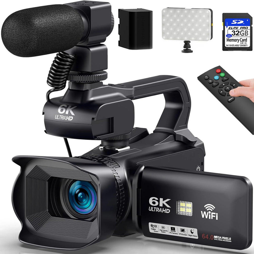 KOMERY 6K Ultra HD Professional Camcorder – 64MP YouTube & Streaming Camera