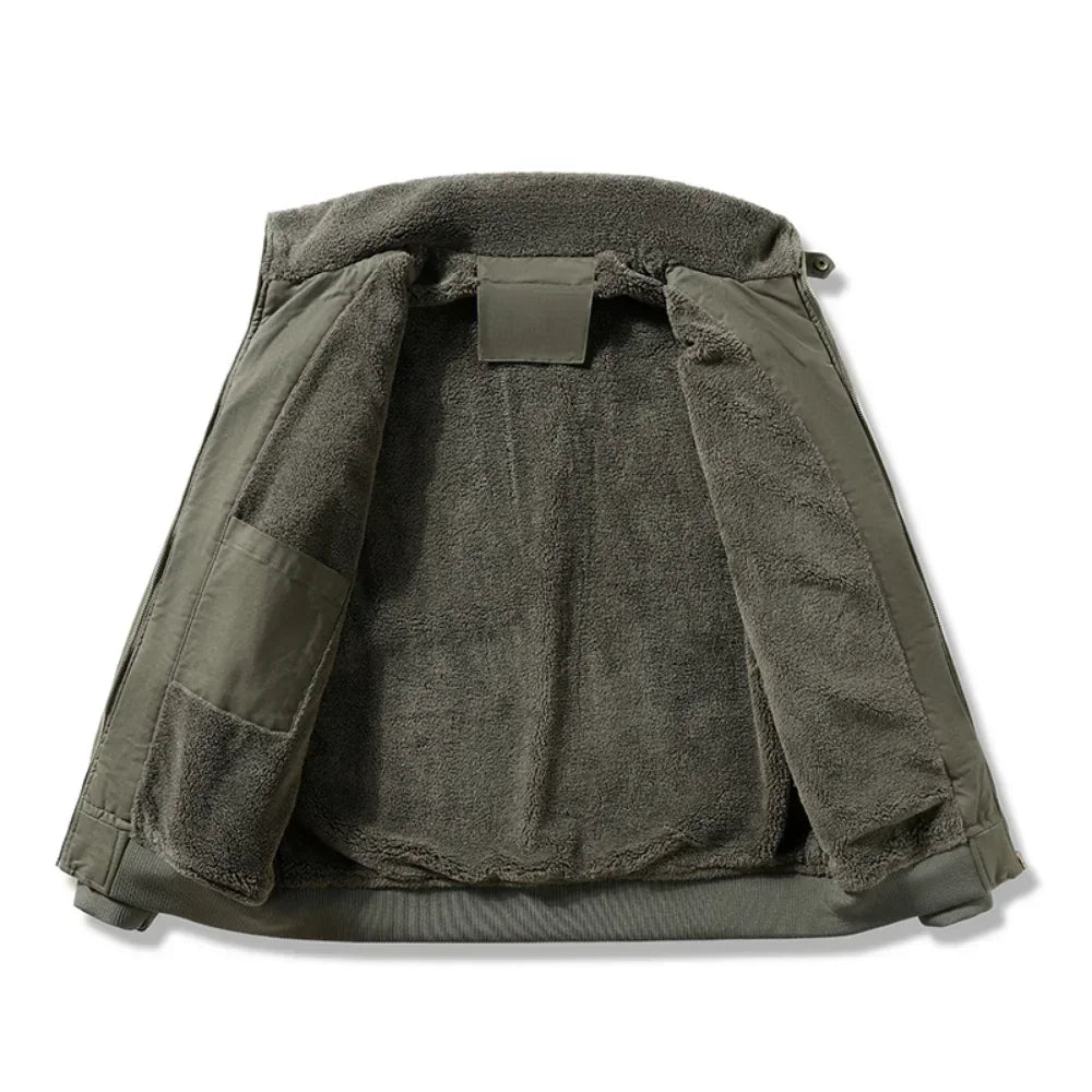 Men's Pilot Bomber Jacket – Winter Fleece-Lined Tactical Windbreaker