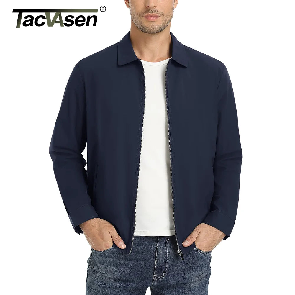 TACVASEN Men’s Lightweight Bomber Jacket – Casual Zip-Up Workwear for Spring & Fall, Water-Resistant Outdoor Windbreaker