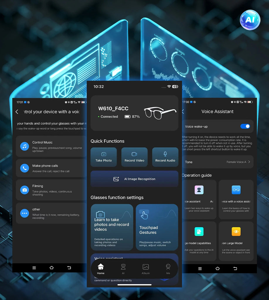 GUHUAVMI Smart Glasses for Men – 8MP Camera | WiFi | Bluetooth | AI Features | IP65 Waterproof