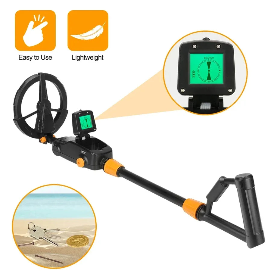 7.4" Waterproof Kids Metal Detector – Lightweight, Adjustable Gold Finder with LCD Screen (24"–35")