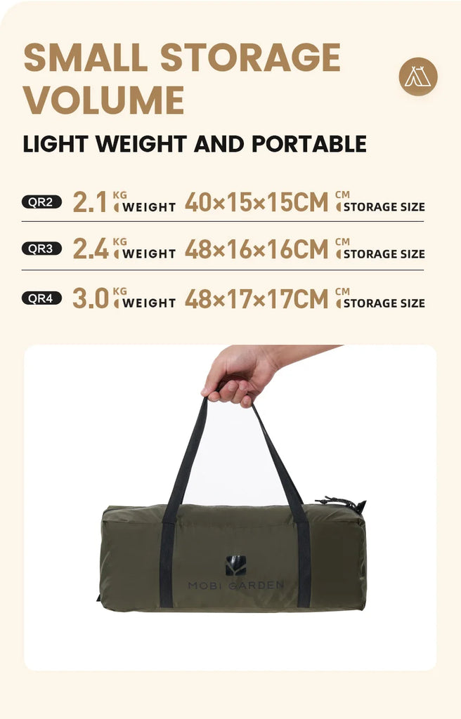 Mobi Garden 3–4 Person Waterproof Camping Tent – Double-Layer, UV & Rain Protection, Lightweight Trekking Shelter