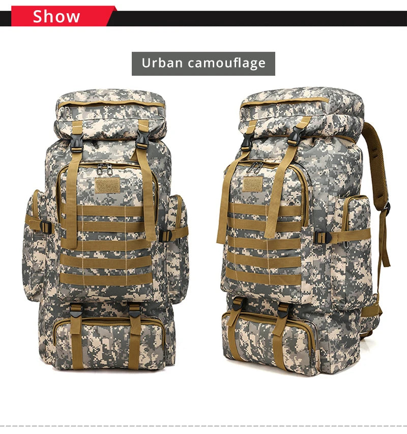 Rilibegan 70L Tactical Hiking Backpack – Camouflage, Waterproof