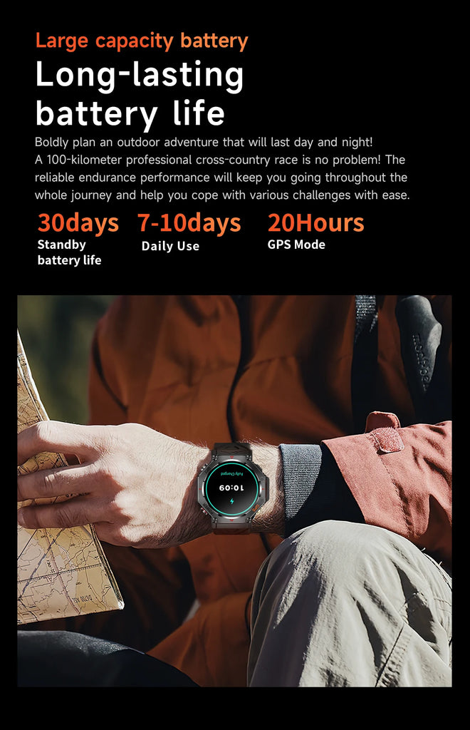 T-Rex 3 Military Smart Watch β Built-in GPS, Compass, Barometer & 10ATM IP69K Waterproof Performance