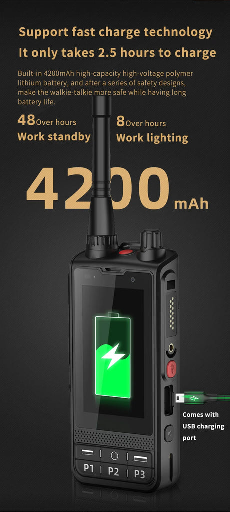 ANYSECU W6PLUS Android 10 4G LTE Network & Analog UHF Walkie Talkie | IP68 Waterproof, Zello & REAL-PTT Compatible