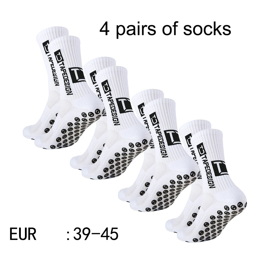 4 Pairs Mid-Tube Non-Slip Football Socks – Breathable & Durable Sports Training Socks (Unisex)