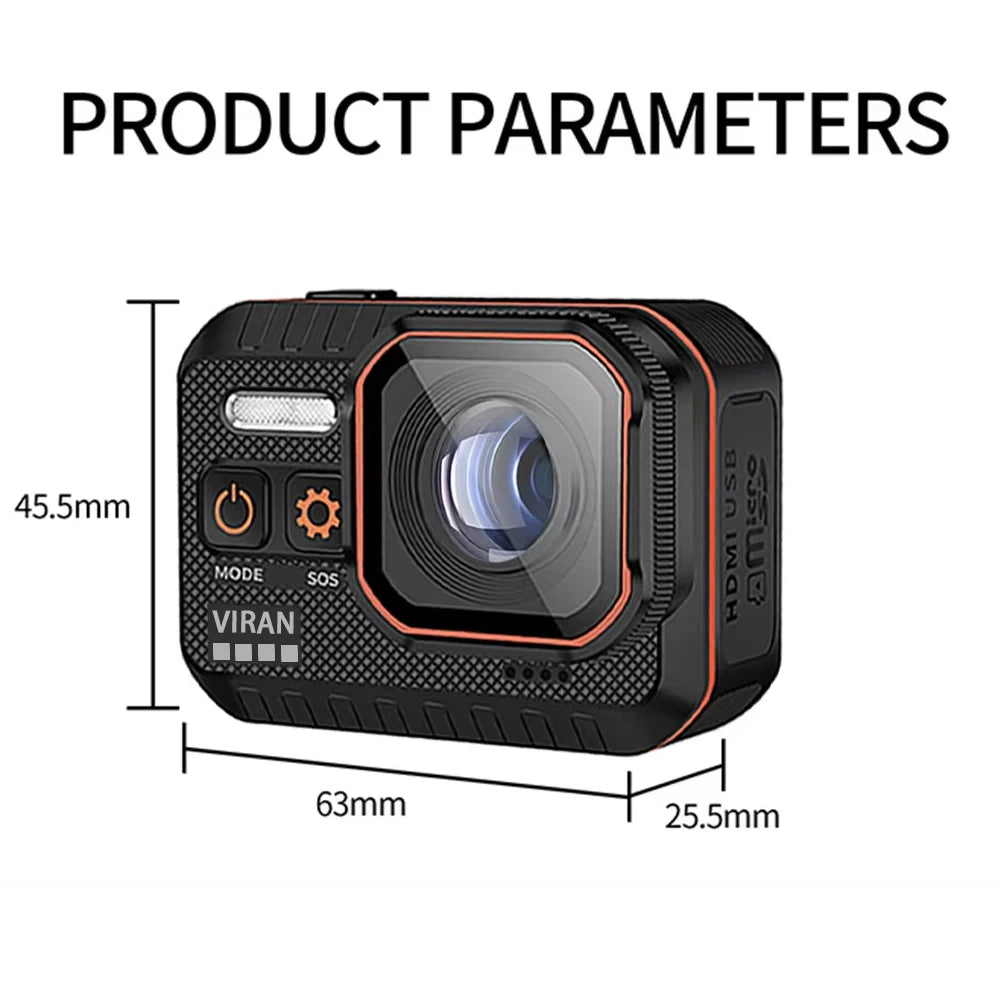 4K60FPS Waterproof Action Camera with Remote Control – Wide-Angle Sport Cam for Outdoor Adventures, Diving & Cycling
