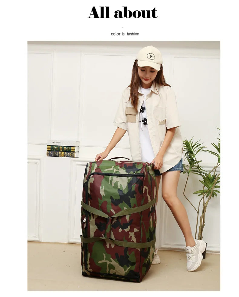 Camouflage Waterproof Oxford Travel Duffle Bag – Large Capacity Moving & Storage Bag