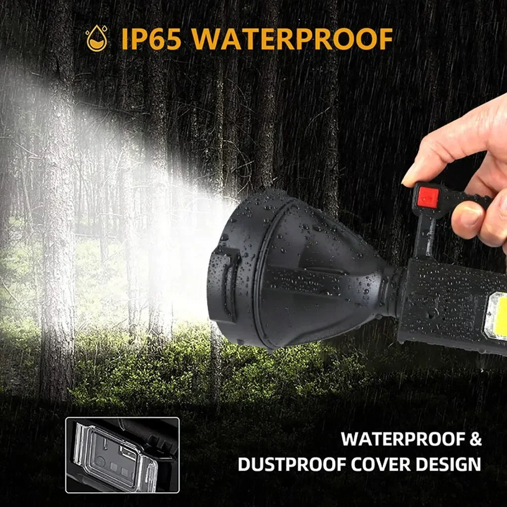 Ultra-Bright Waterproof LED Rechargeable Spotlight – USB Powered Searchlight for Camping, Fishing & Outdoor Survival