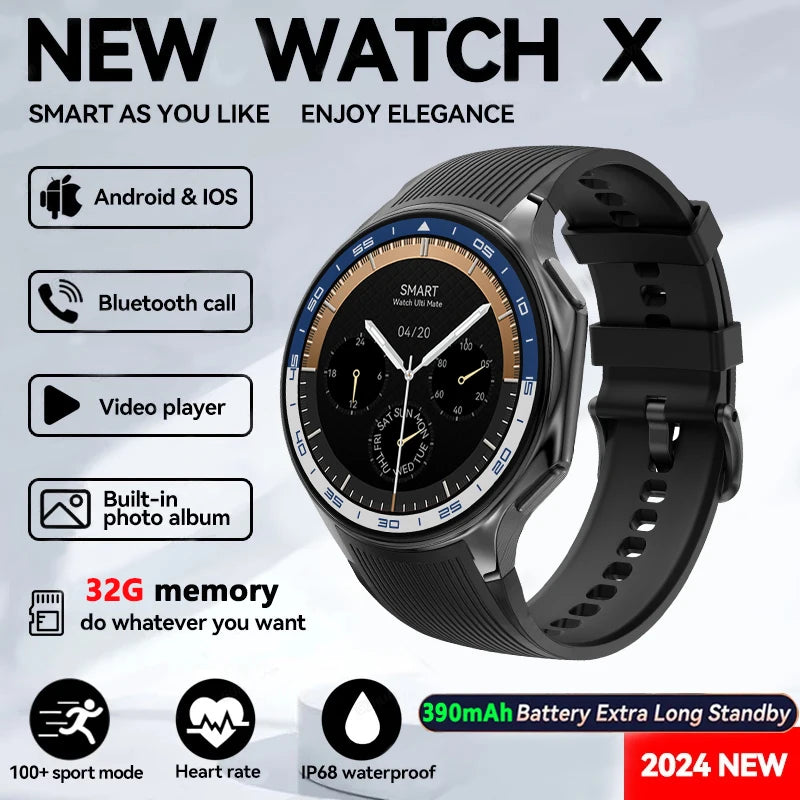 OPPO Watch X Smartwatch – 1.43" AMOLED Display, 4GB MP4/MP3 Player, Bluetooth 5.3, Multi-Sport & Health Tracking, IP68 Waterproof