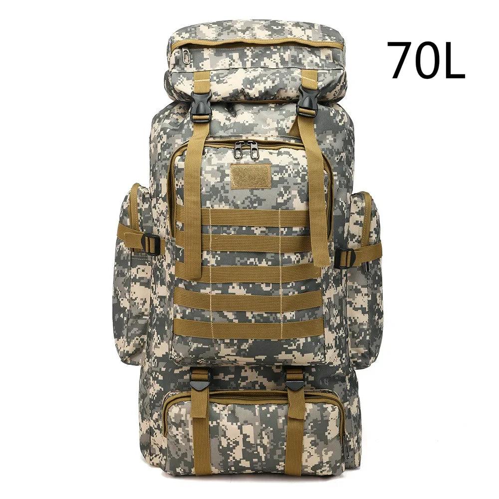 Rilibegan 70L Tactical Hiking Backpack – Camouflage, Waterproof