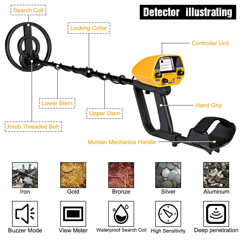 TIANXUN MD-5090 Professional Waterproof Metal Detector – LCD Display, Gold & Treasure Detection, Dual Mode (IP68 Rated)