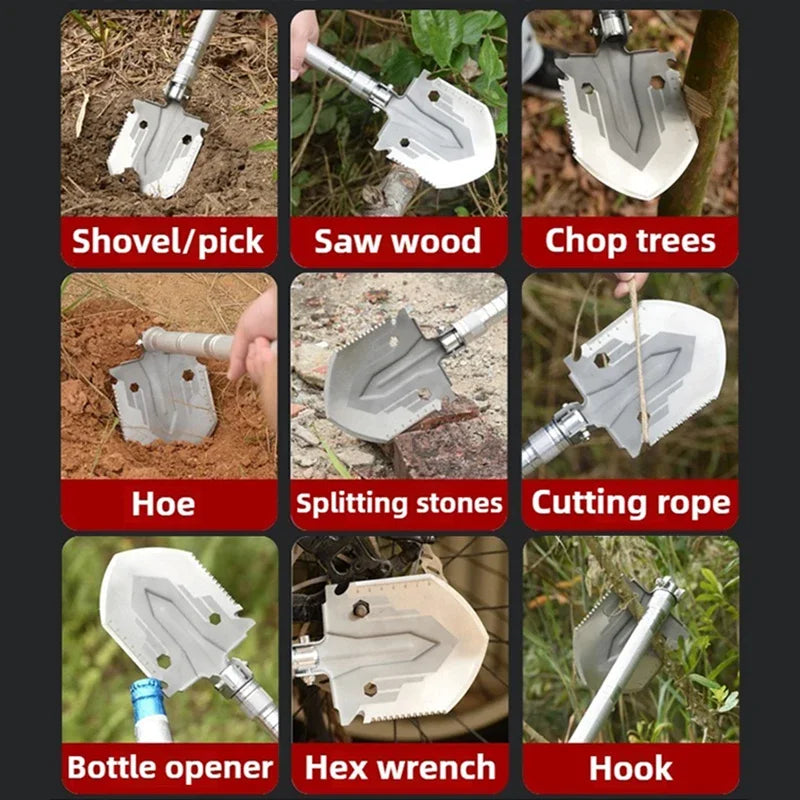 Multifunctional Folding Military Shovel – Survival Tool Set for Camping, Hiking & Outdoor Use