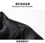 Men's PU Leather Stand Collar Motorcycle Jacket – Casual Windbreaker Biker Coat thumbnail 13