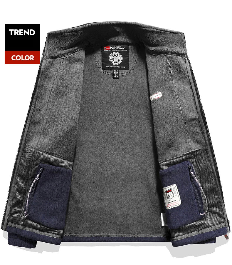 Men’s Thermal Polar Fleece Tactical Jacket – Windproof Outdoor Softshell Coat for Hiking & Survival