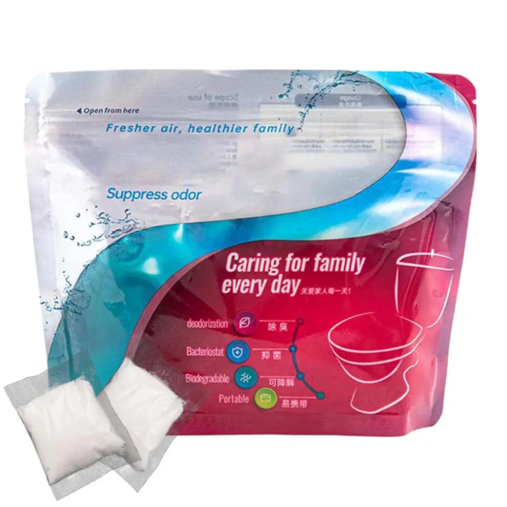 30-Pack Portable Toilet Absorbent Gel Powder – Eco-Friendly Waste Solidifier & Deodorizer for Camping, Travel & Emergency Use