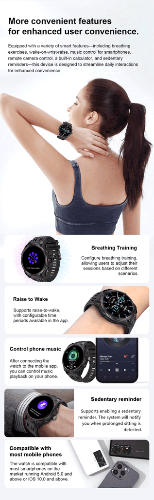 GUHUAVMI Professional GPS Outdoor Smartwatch – Military Grade, 1000mAh Battery, 10ATM Waterproof