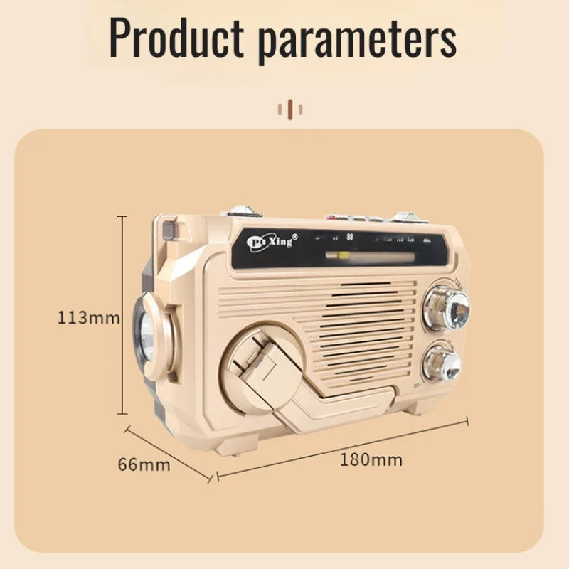 Hand Crank Emergency Weather Radio with Bluetooth – Solar/USB Rechargeable, Portable Power Bank