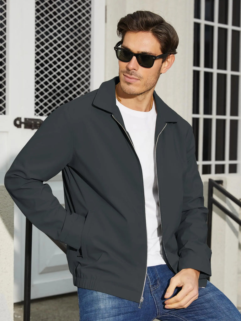 TACVASEN Men’s Lightweight Bomber Jacket – Casual Zip-Up Workwear for Spring & Fall, Water-Resistant Outdoor Windbreaker