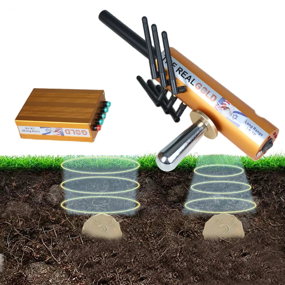 AKS 6-Antenna Long-Range Underground Detector – Detect Gold, Silver, Copper, Gems & Diamonds (Up to 800m Range / 12M Depth)