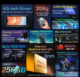 Blackview N6000 Rugged Waterproof Mini Smartphone | 4.3" Display, 256GB Storage, Android 13, 48MP Camera, NFC, Helio G99 Octa-Core thumbnail 8