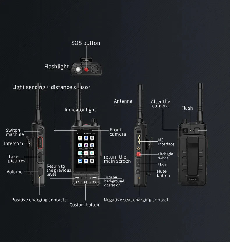 ANYSECU W6PLUS Android 10 4G LTE Network & Analog UHF Walkie Talkie | IP68 Waterproof, Zello & REAL-PTT Compatible