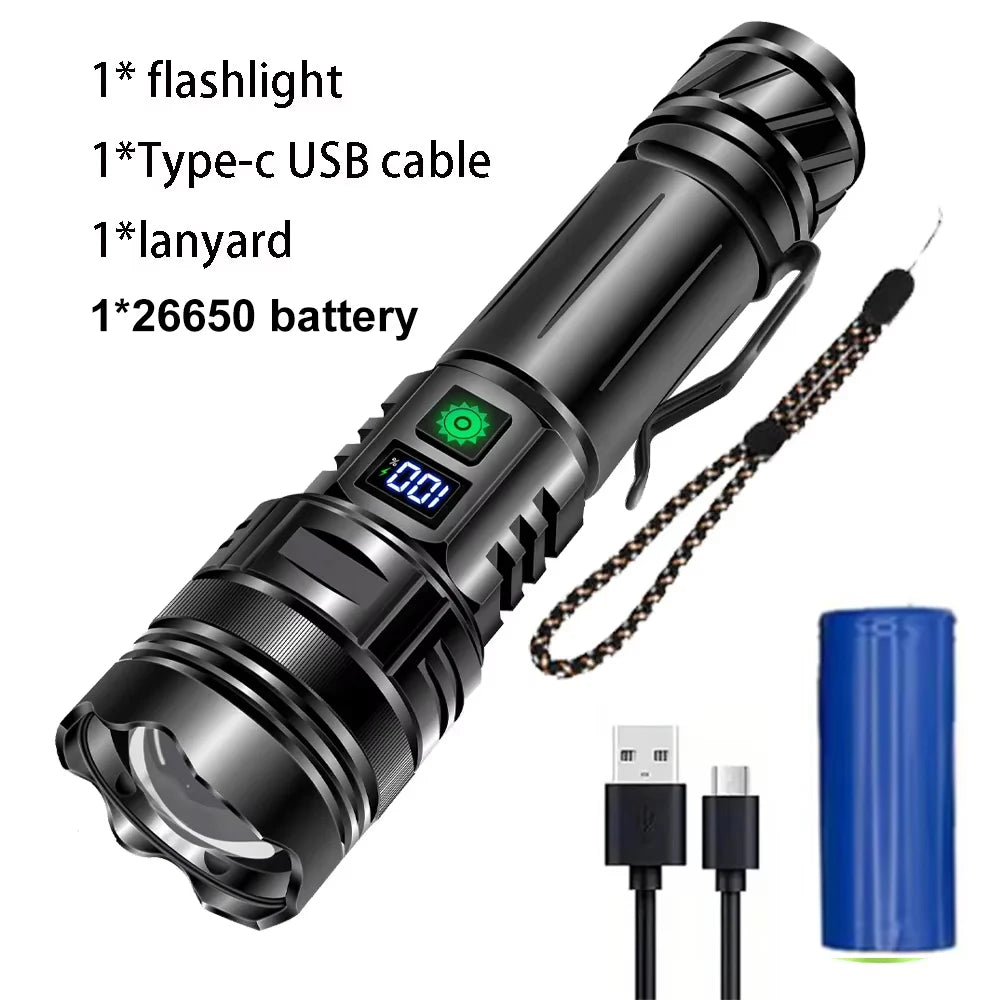 MaxLumenit™ 1,000,000 Lumen Rechargeable LED Flashlight – Ultra-Bright, USB-C, Waterproof, Zoomable Torch for Outdoor & Emergency Use