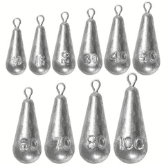 Premium Teardrop Fishing Weights Sinkers – 10 Sizes Lead Drop Shot Weights with 360° Swivel for Freshwater & Saltwater