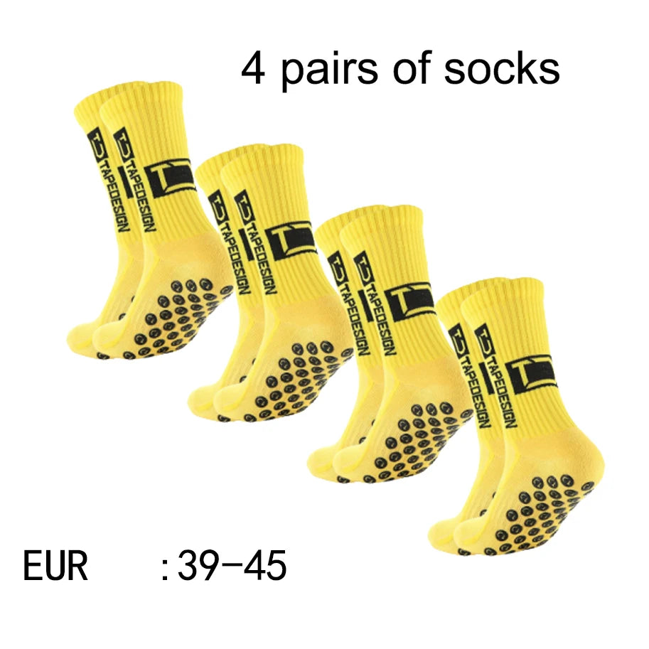 4 Pairs Mid-Tube Non-Slip Football Socks – Breathable & Durable Sports Training Socks (Unisex)