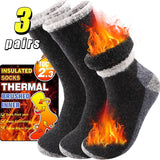 3 Pairs Merino Wool Thermal Socks for Men – Super Thick Winter Crew Socks with Fleece Terry Lining thumbnail 1