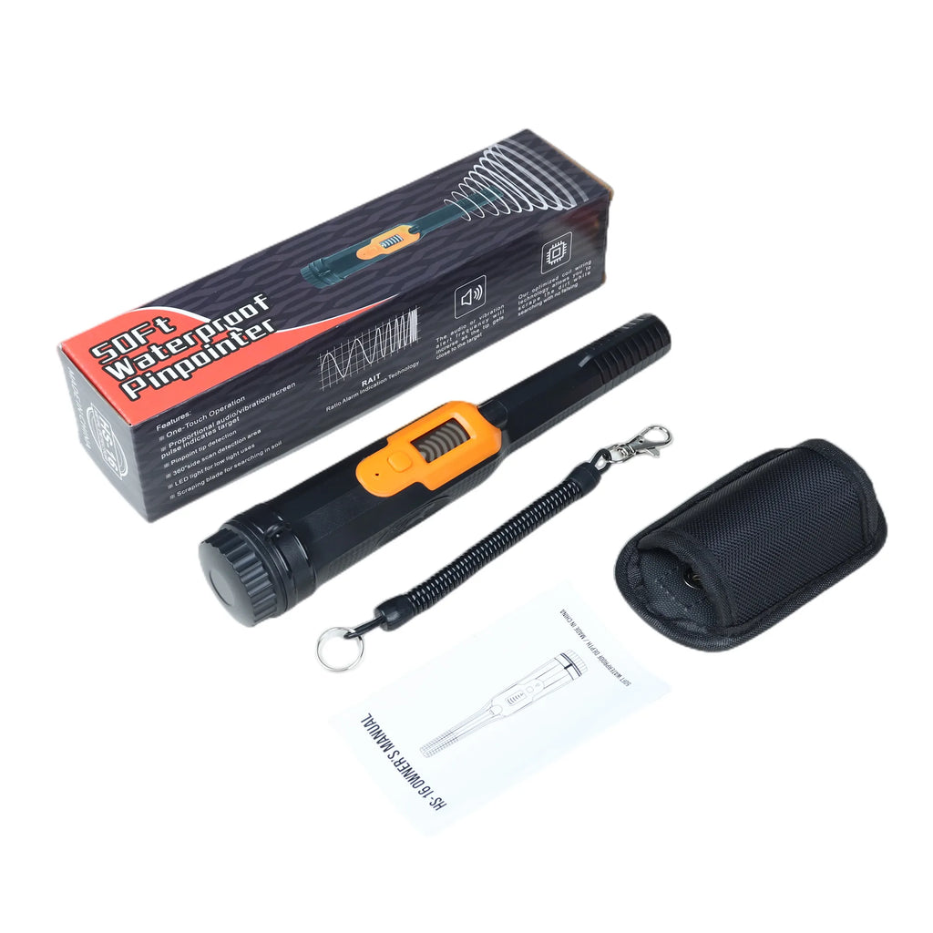 HS-16 Fully Waterproof Pinpointer Metal Detector with LED Light – 360° Detection & Vibration Alert, IP68 Rated