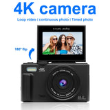 AUSEK 4K Vlogging & Photography Camera – 64MP Compact Digital Camera with 18X Digital Zoom, 3" Flip Screen, Wi-Fi, and Flash thumbnail 1