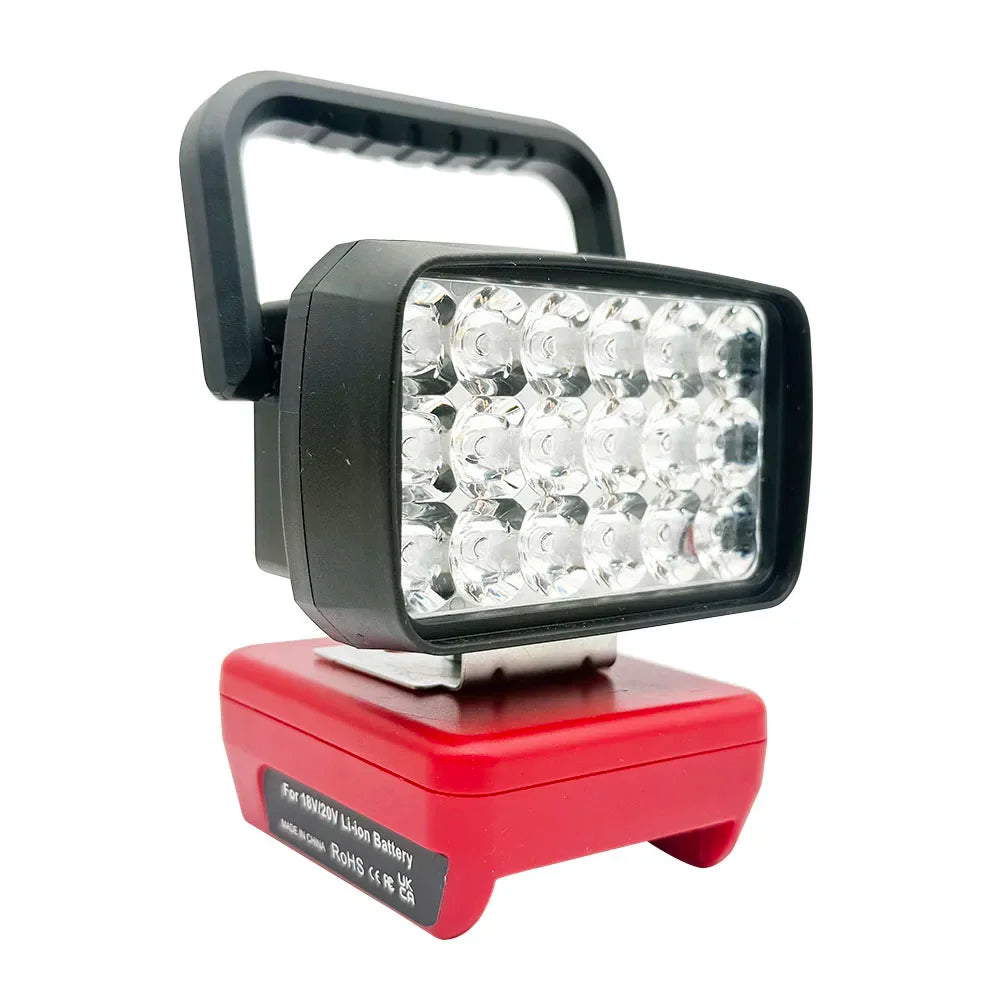 18-LED Portable Work Light – Compatible with Makita, Milwaukee & DeWalt 18V/20V Batteries – 1500LM Spotlight Torch with USB Output