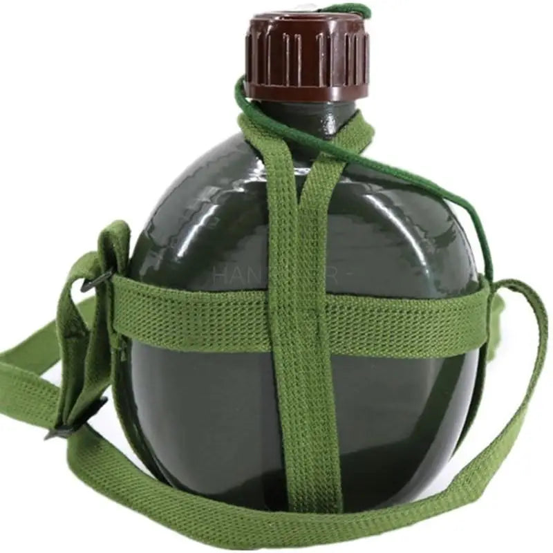 Military-Grade Aluminum Water Bottle with Shoulder Strap – 2L/3L Canteen & Cooking Cup for Hiking & Outdoor Survival