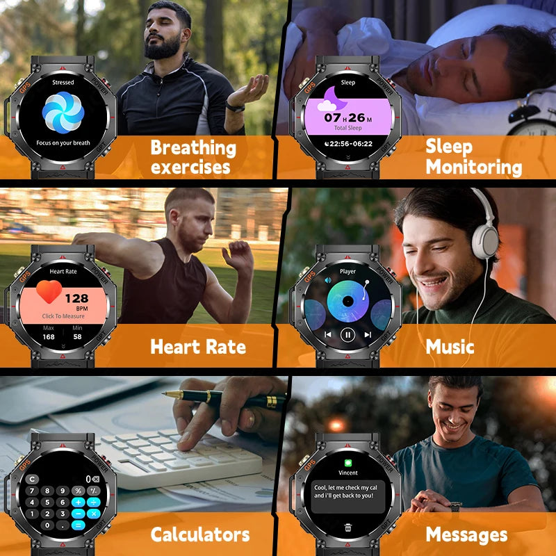 LIGE 2025 GPS Smartwatch for Men β Outdoor Sport Watch with AI Assistant, Compass, Altimeter, Barometer, and 3ATM Waterproof Protection