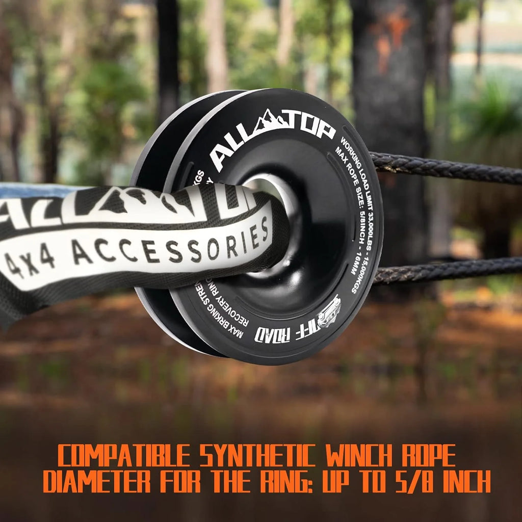 48,300 lbs Synthetic Soft Shackle & 66,000 lbs Recovery Ring Set – Heavy-Duty Off-Road Winch Recovery Kit (2 PCS)