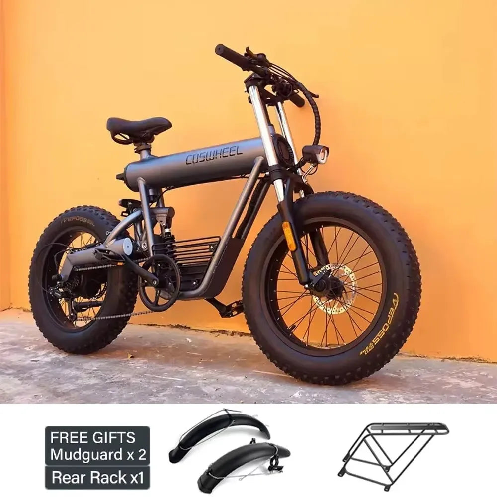 Coswheel CT20S 2000W Electric Dirt Bike β 60V 27.5Ah Fat Tire Ebike for Adults (20" Off-Road Tires, 161km Range)
